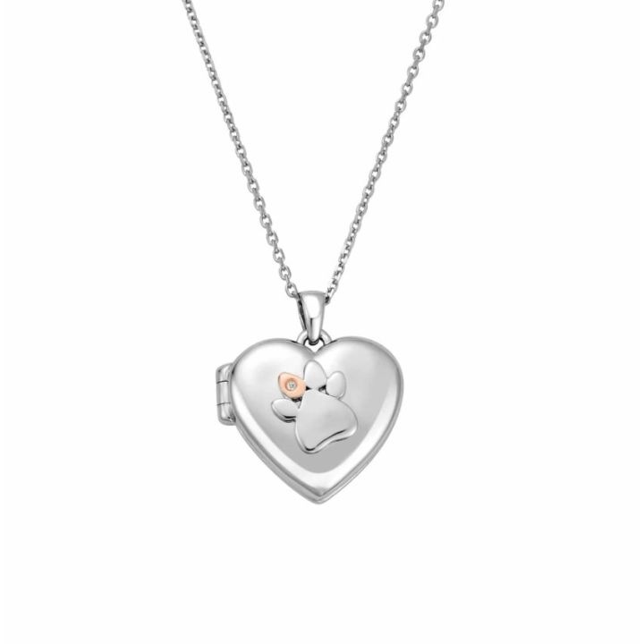 Clogau Sterling Silver Paw Print Heart Locket