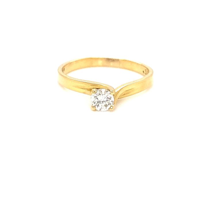 18ct Yellow Gold Single Stone Diamond Twist Ring