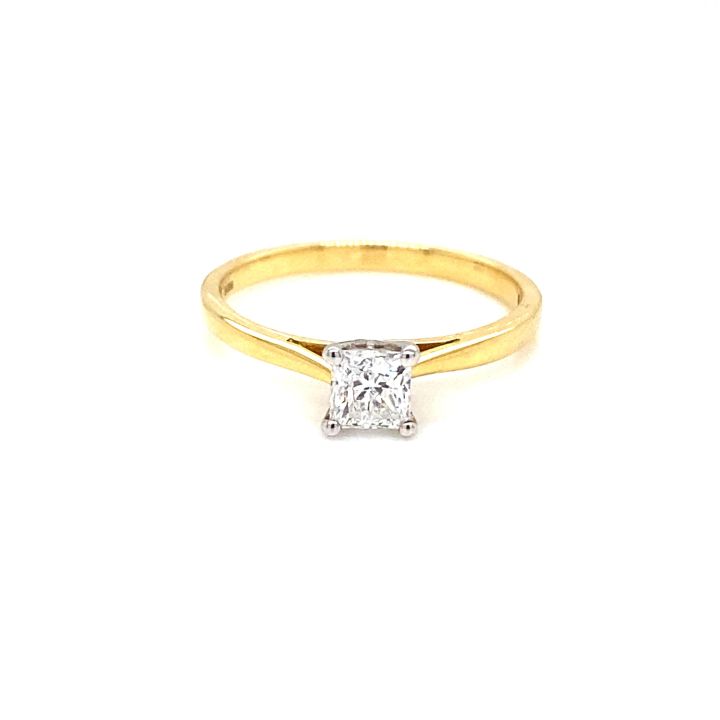 18ct Yellow Gold Princess Cut Diamond Ring 0.50ct