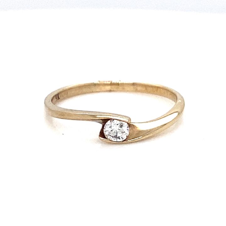 9ct Yellow Gold Diamond Cross Over Ring