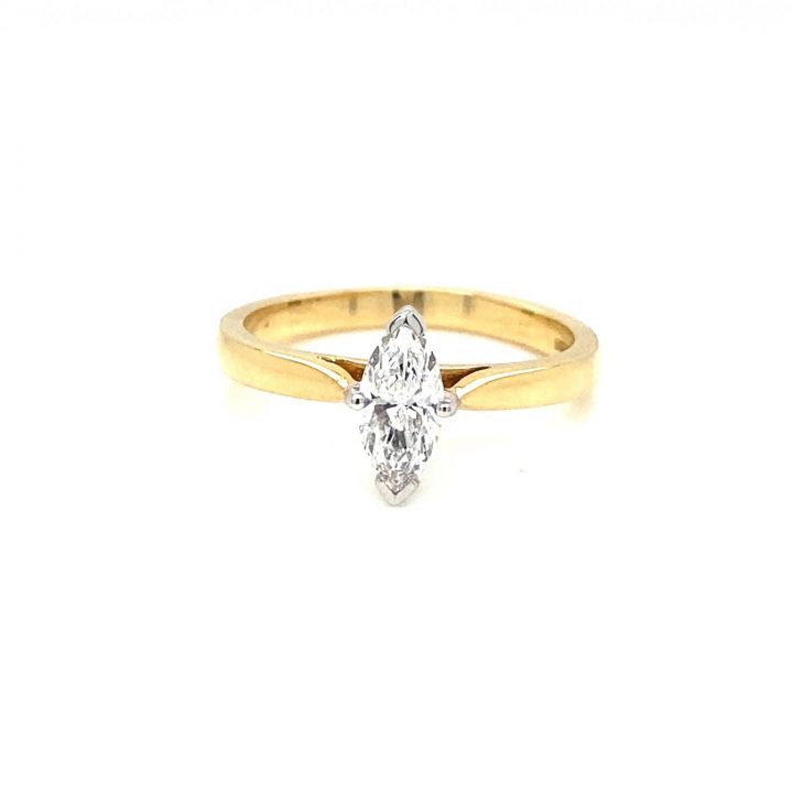 18ct Yellow Gold Single Stone Marquise Diamond Ring
