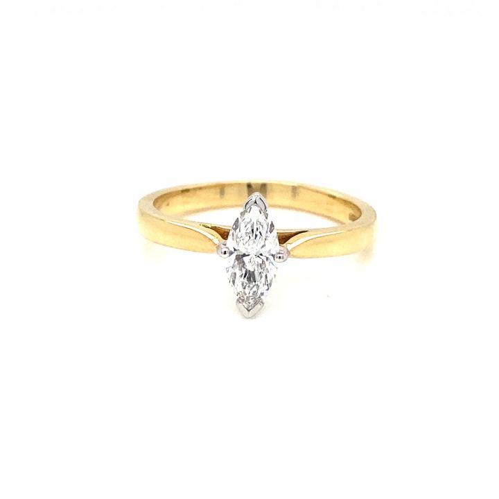 18ct Yellow Gold Single Stone Marquise Diamond Ring