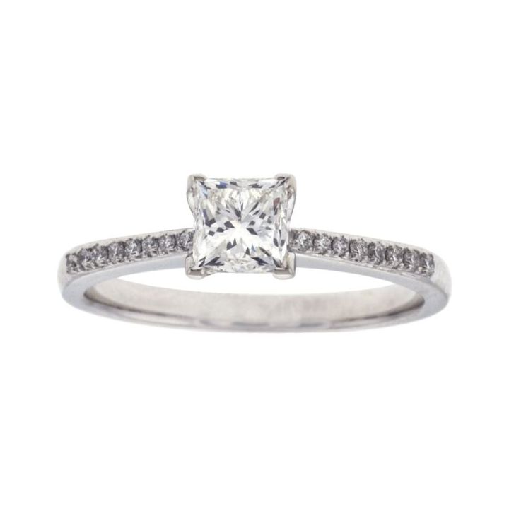 18ct White Gold Single Stone Princess Cut Diamond Ring