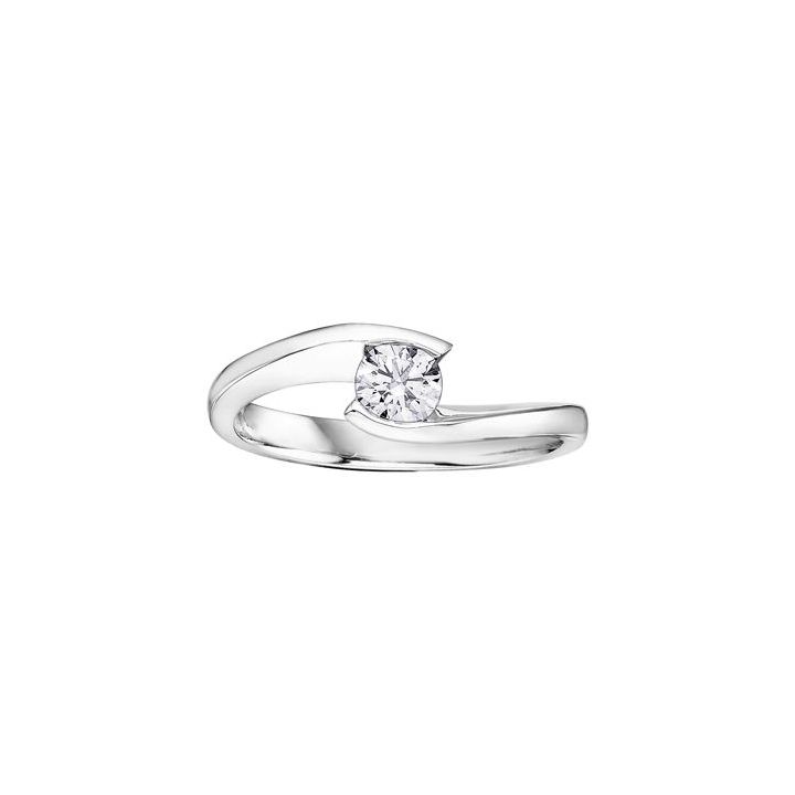 9ct White Gold Cross Over Diamond Ring 0.25ct