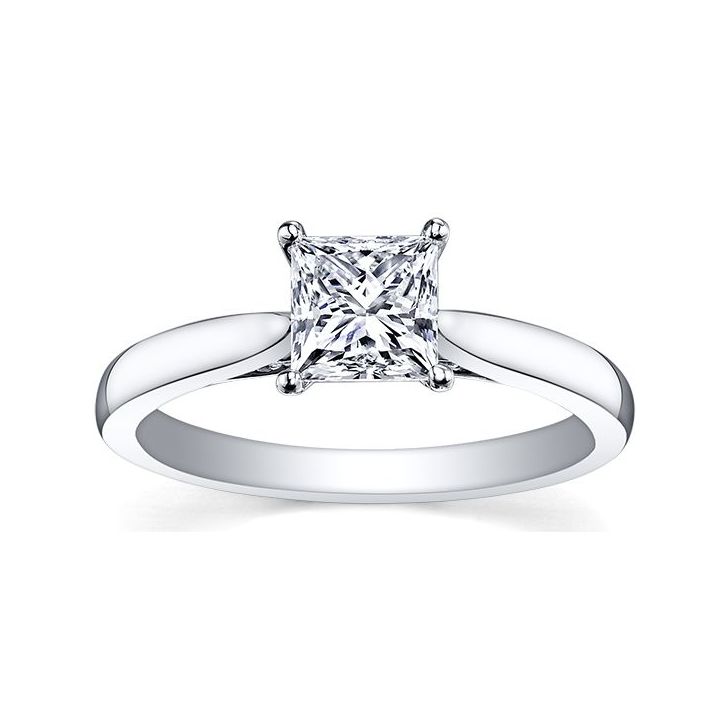 18ct White Gold Single Stone Princess Cut Diamond Ring