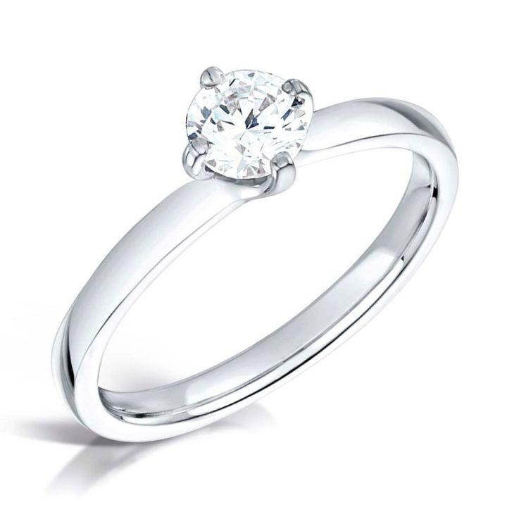 Platinum Single Stone Round Brilliant Cut D Colour Diamond Ring