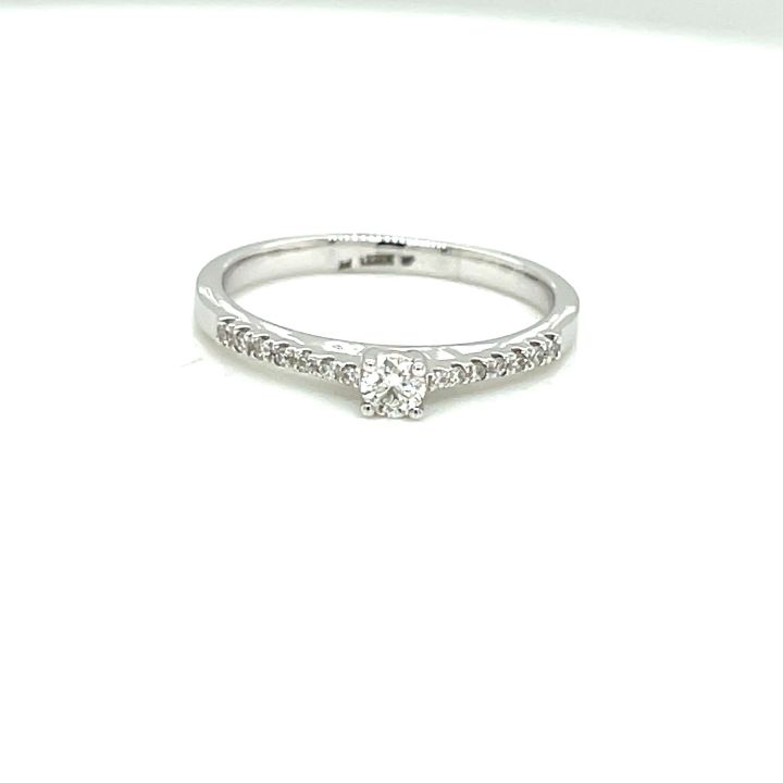 Platinum Solitaire Diamond Set Shoulder Ring