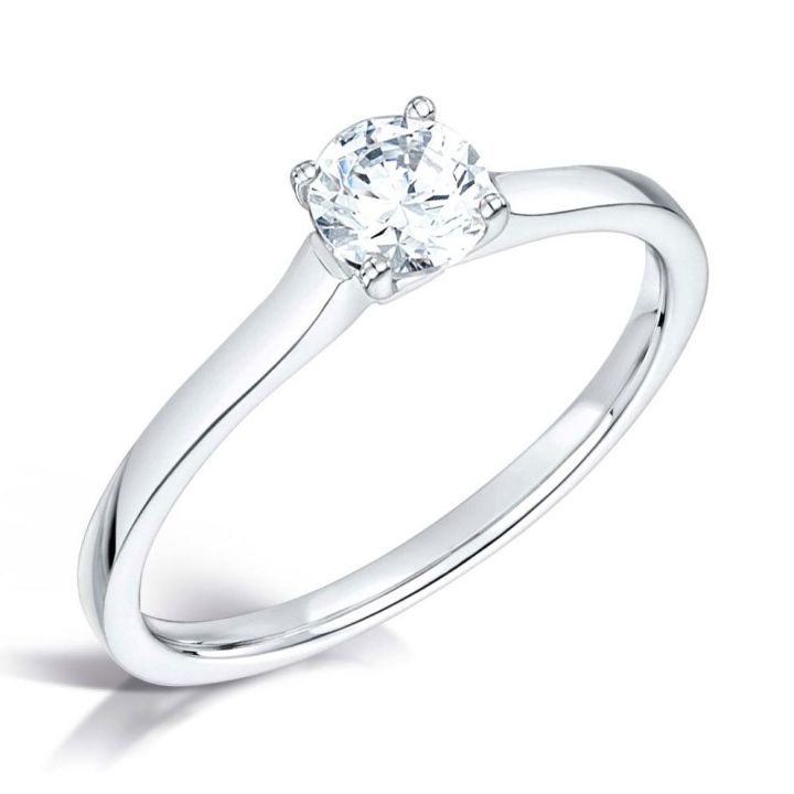 Platinum Single Stone Round Brilliant Cut Diamond Ring 0.25ct