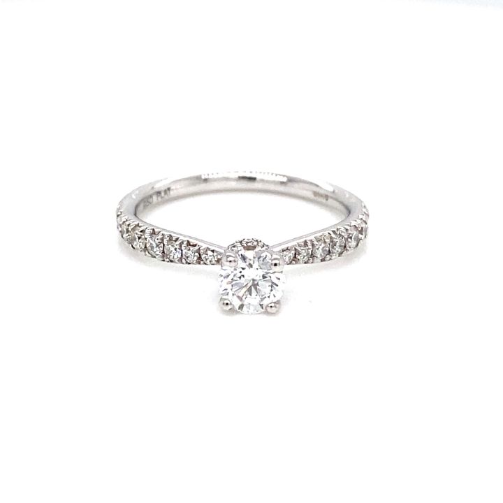 Platinum Solitaire Diamond Ring with Diamond Collar