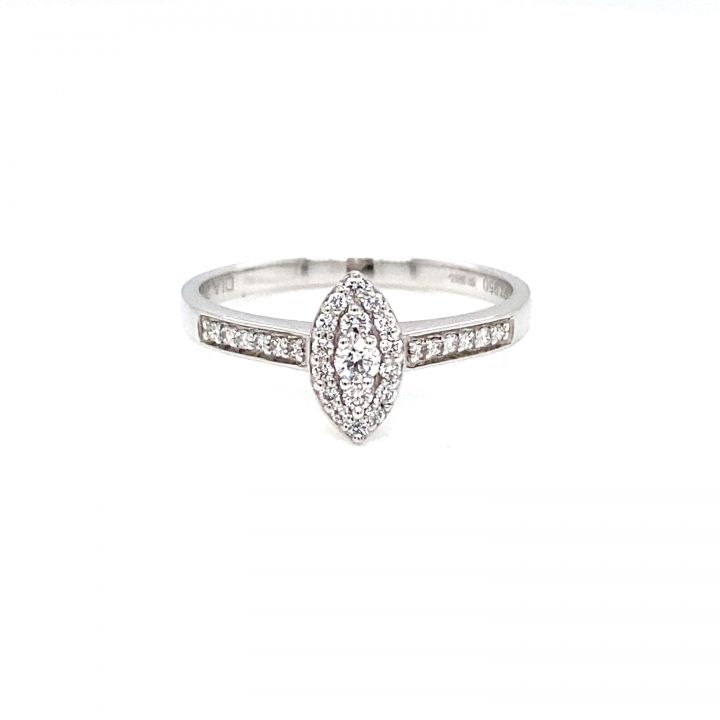Platinum Marquise Shape Diamond Cluster Ring