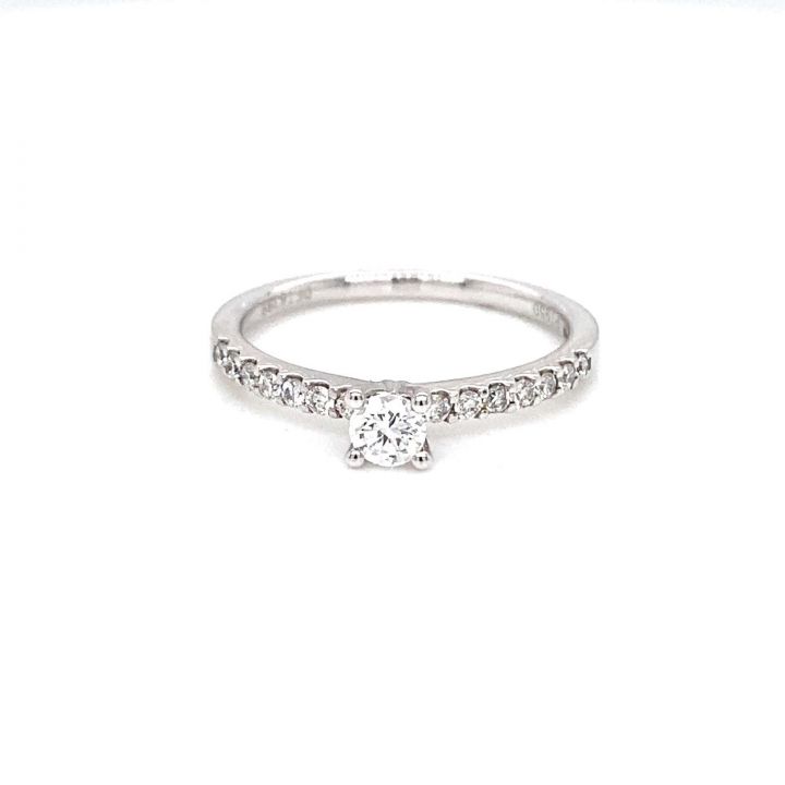 Platinum Single Stone Diamond Diamond Set Shoulder Ring