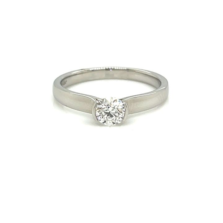 Platinum 0.50ct Diamond Half Rub Over Set Ring