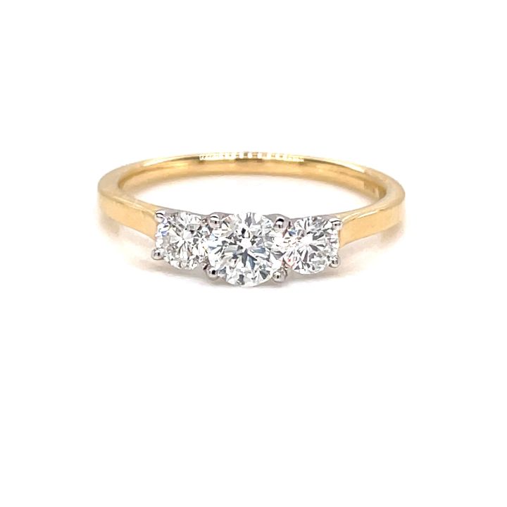 18ct Yellow Gold 0.75ct Three Stone Diamond Ring