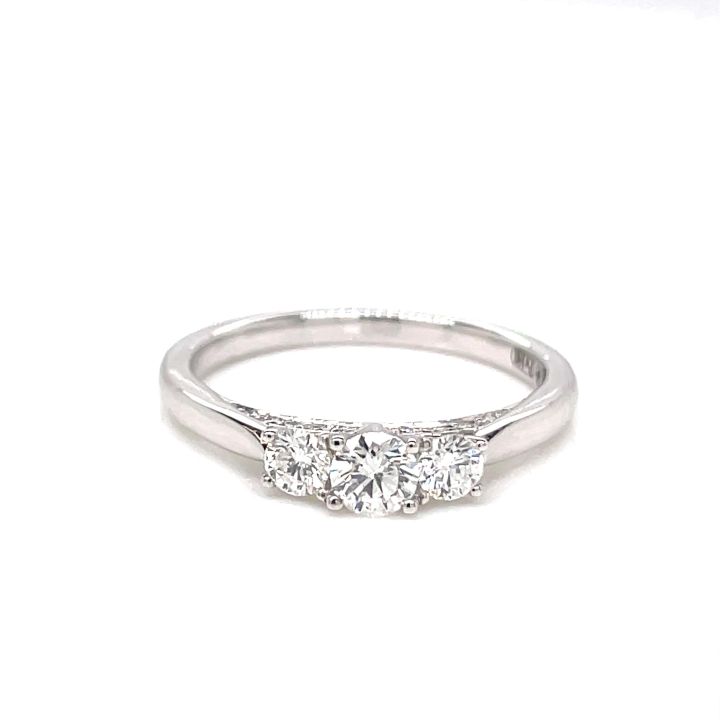 18ct White Gold Three Stone Diamond Ring 0.50ct