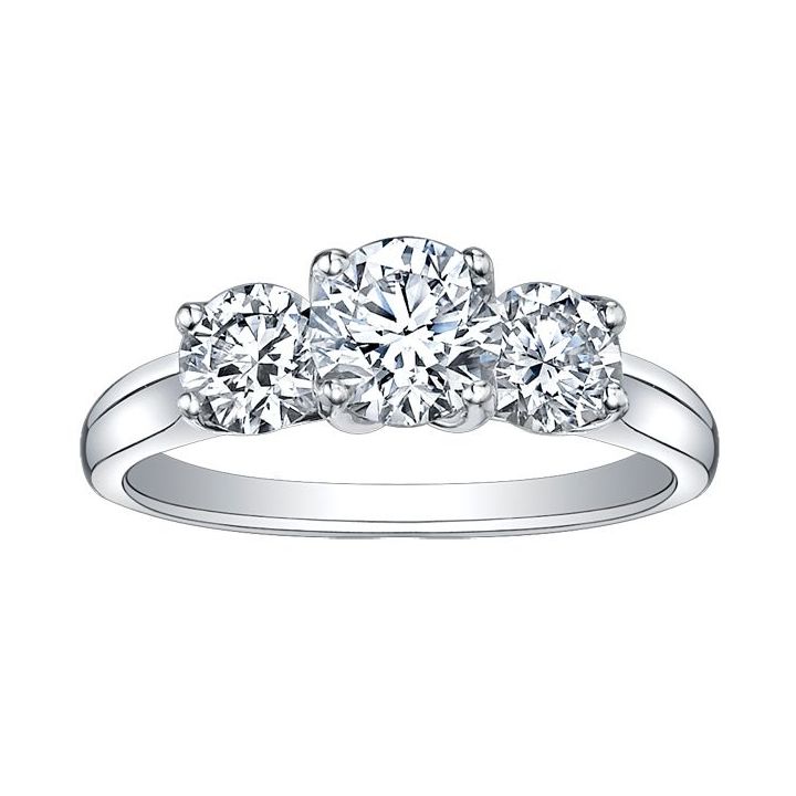 Platinum Three Stone Graduated Round Brilliant Cut Diamond Ring