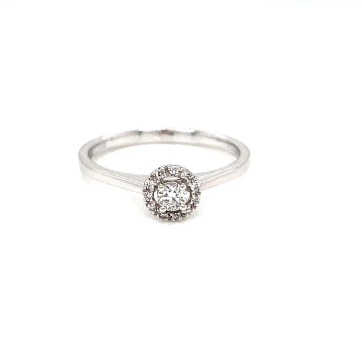 Platinum Round Brilliant Cut Diamond Halo Ring