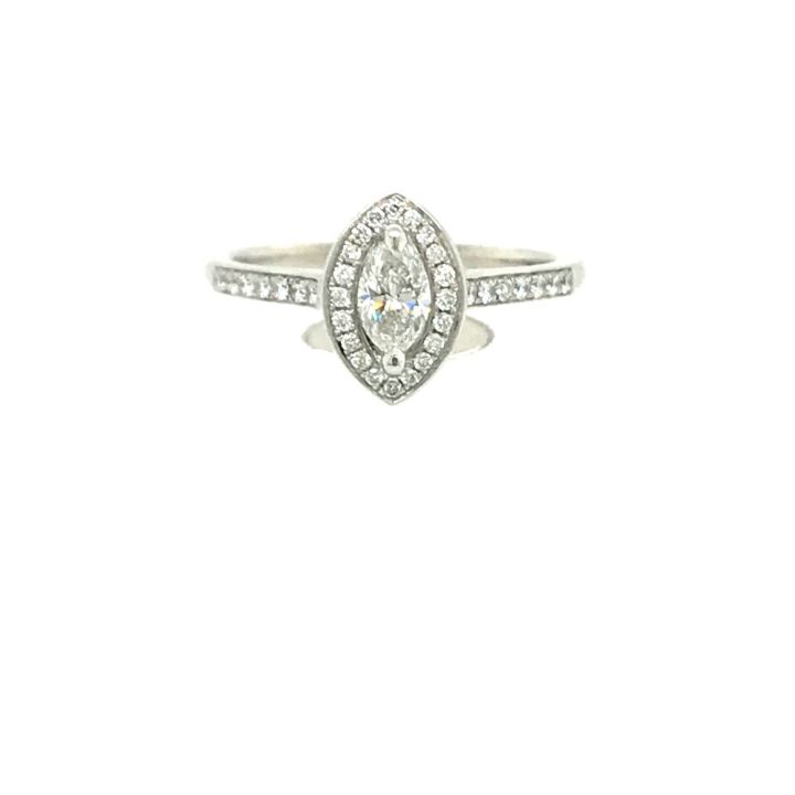 Platinum Marquise Diamond Halo Ring