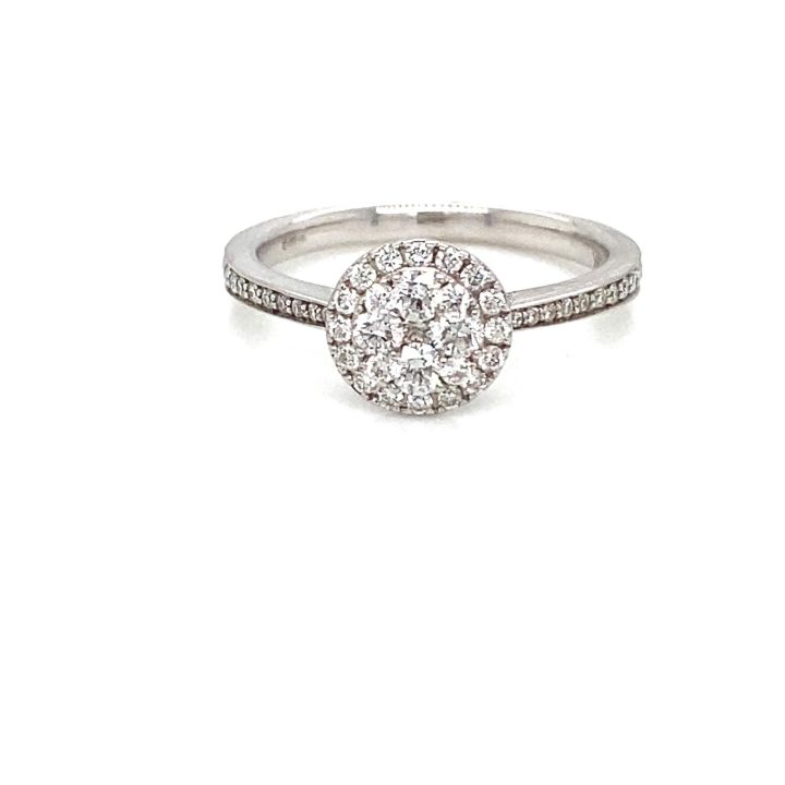 9ct White Gold Invisible Set Diamond Cluster