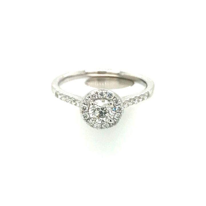 Platinum Round Brilliant Cut Diamond Halo Ring