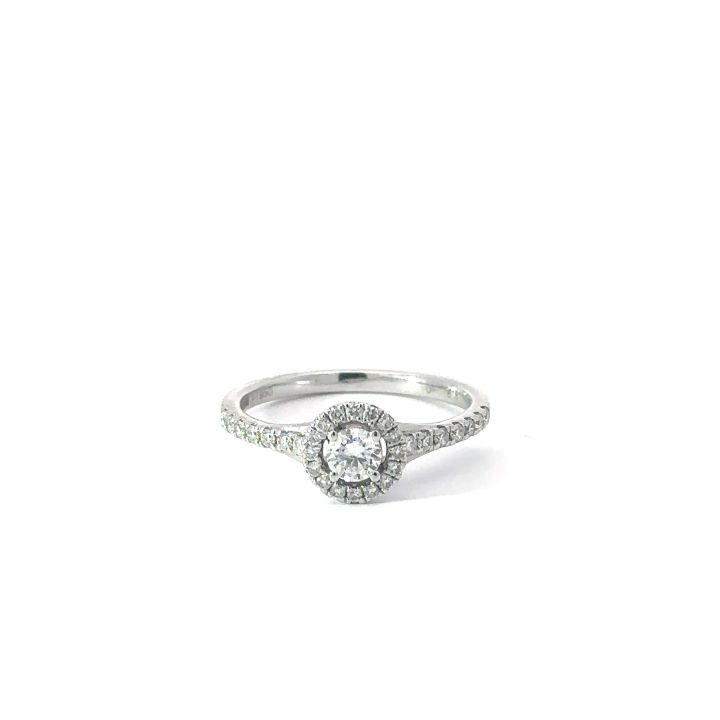 Platinum Round Brilliant Cut Diamond Halo Cluster Ring