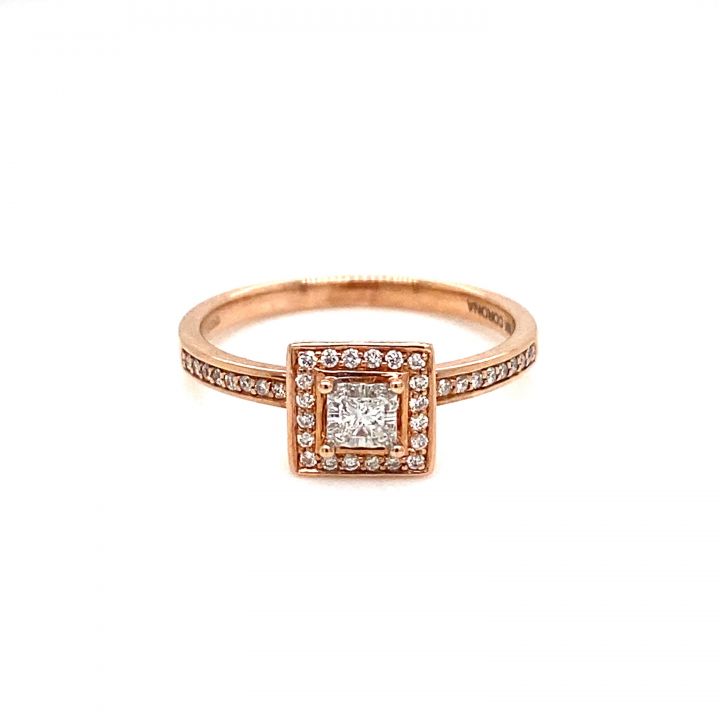 9ct Rose Gold Princess Cut Diamond Cluster Ring