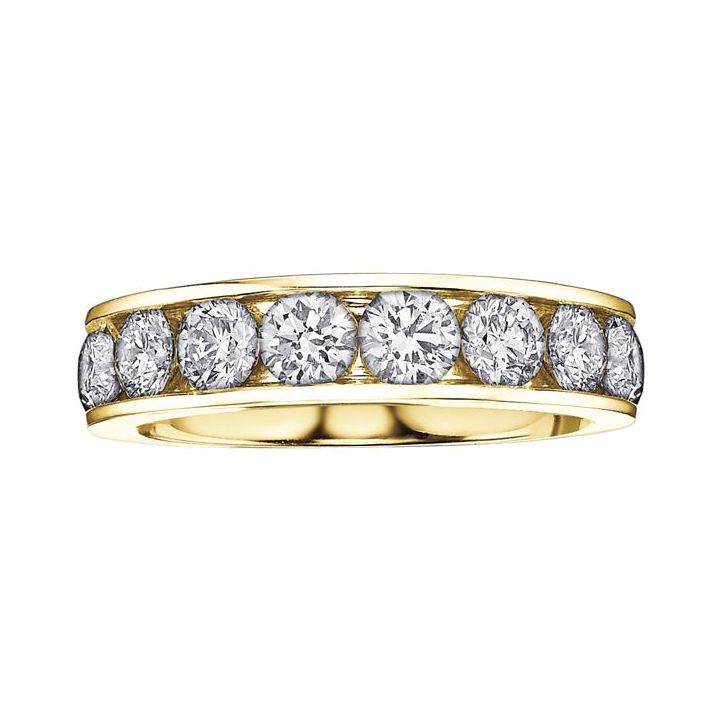 18ct Yellow Gold 10 Stone Diamond Channel Set Ring 1.00ct