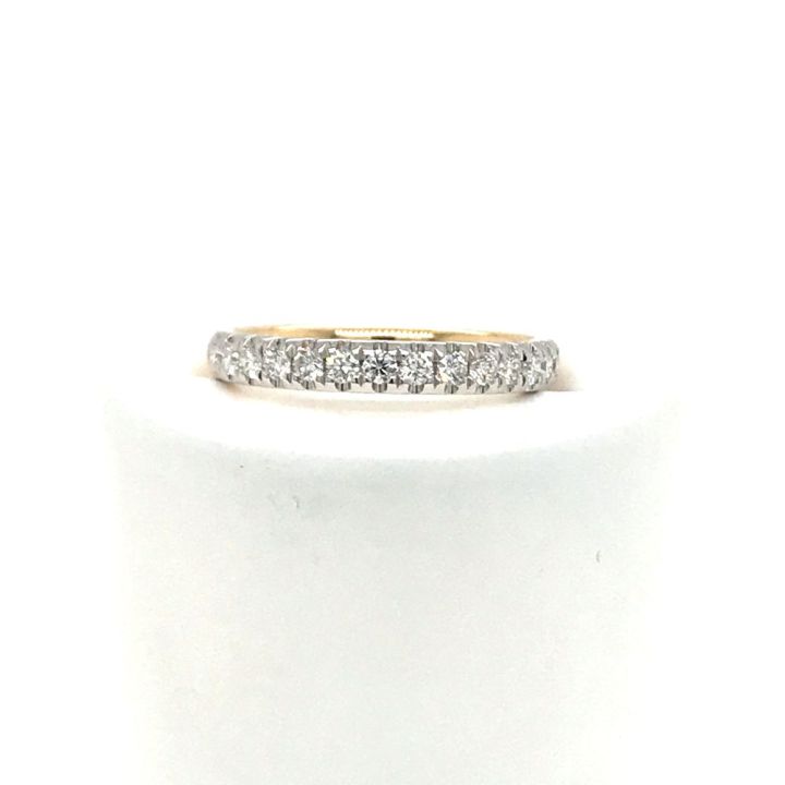 18ct Yellow Gold French Set Diamond Half Eternity Ring