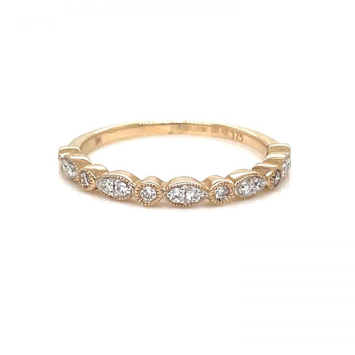 9ct Yellow Gold Vintage Style Half Eternity Ring