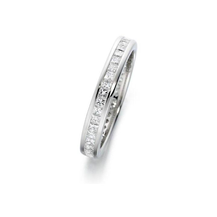 18ct White Gold Princess Cut Diamond Full Eternity Ring