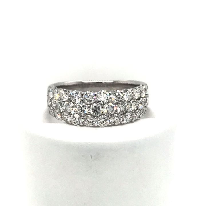 18ct White Gold Three Row Diamond Ring