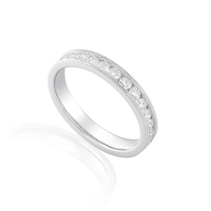 Platinum Diamond Millegrain Edge Ring 0.33ct
