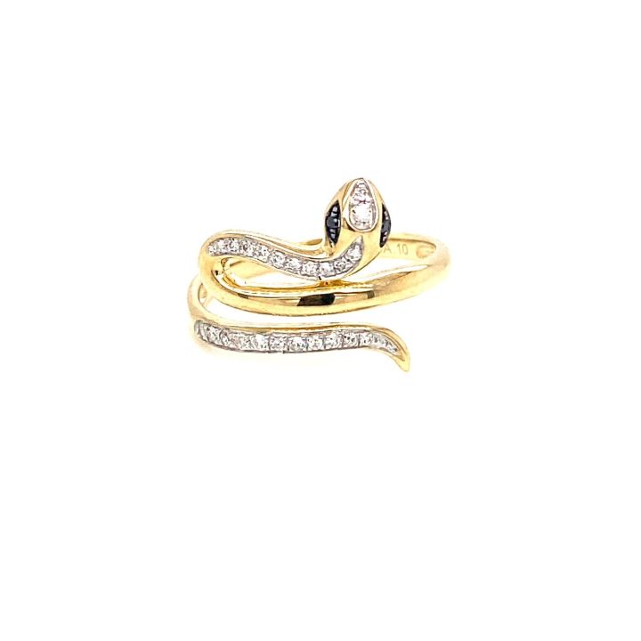 9ct Yellow Gold Diamond Set Snake Ring