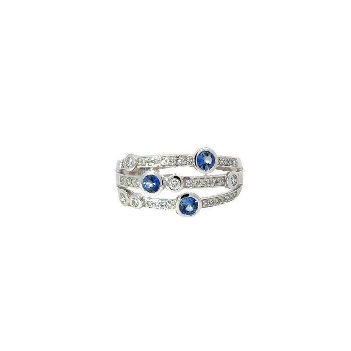 Platinum Sapphire & Diamond Scatter Ring