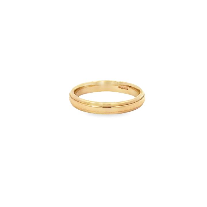 9ct Yellow Gold Lined Edge Ladies Wedding Ring
