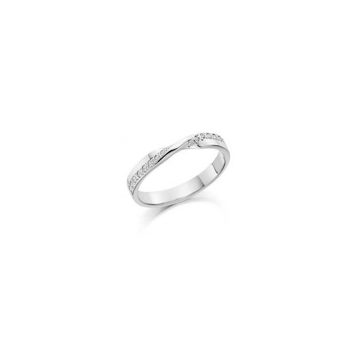 9ct White Gold Diamond Twist Wedding Ring