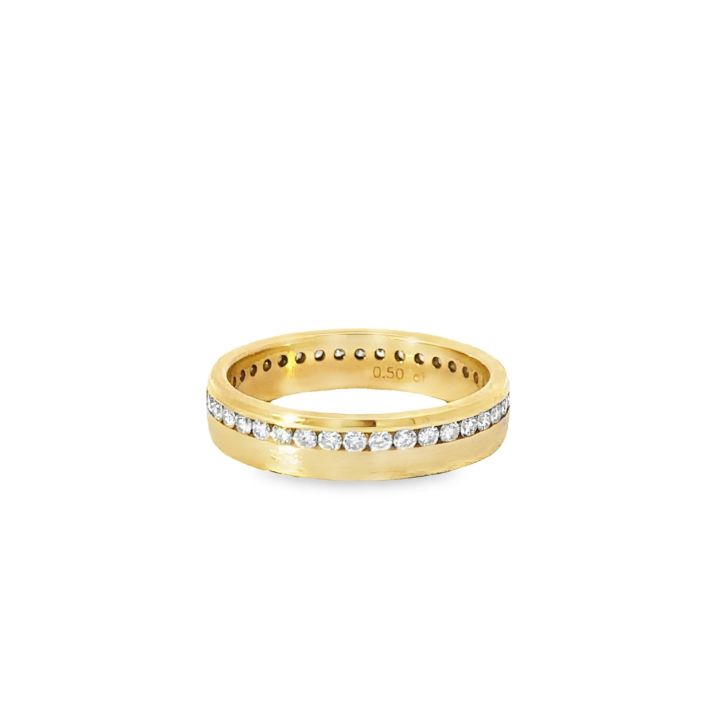 18ct Yellow Gold Wide Full Diamond Set Eternity Wedding Ring