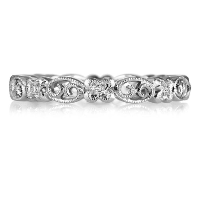 18 Carat White Gold Floral Band