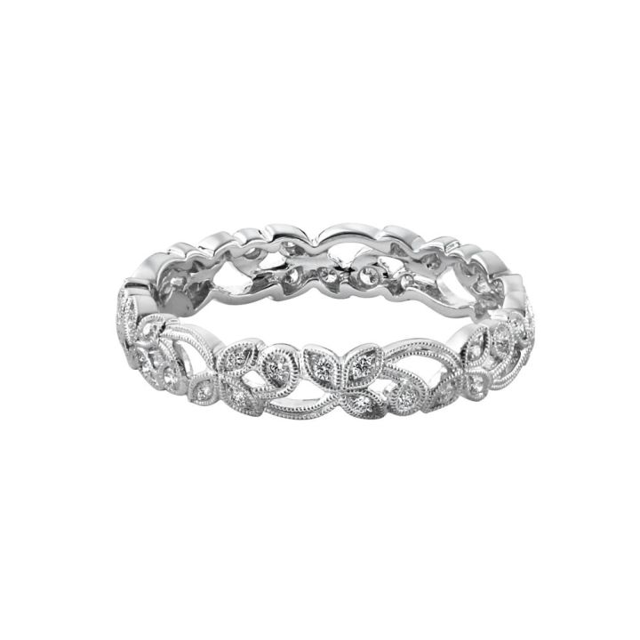 18ct White Gold Diamond Floral Band
