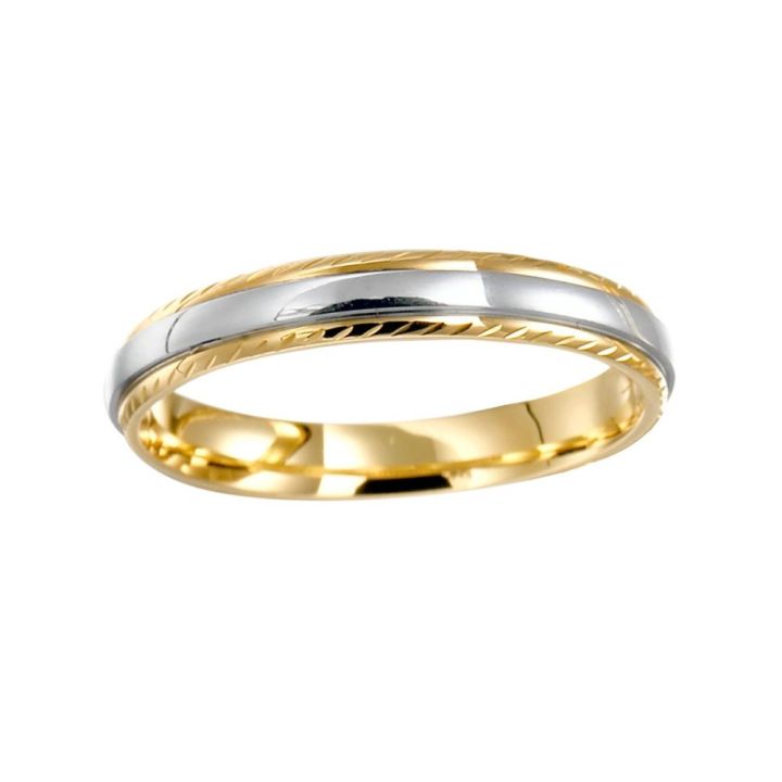 9ct Yellow & White Gold Two Colour Wedding Ring