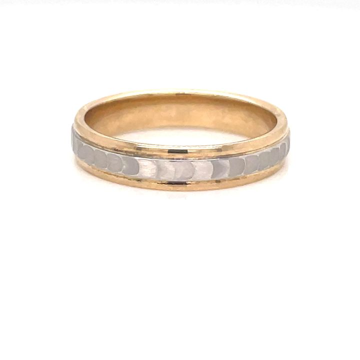 9ct Yellow & White Gold Wave Centre Wedding Ring
