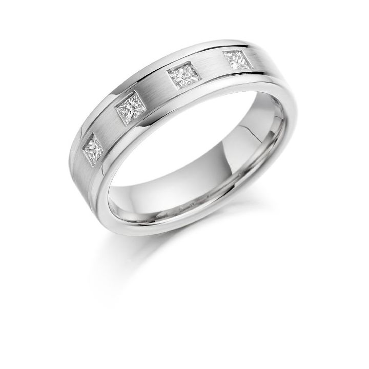 Palladium 4 Stone Diamond Wedding Ring