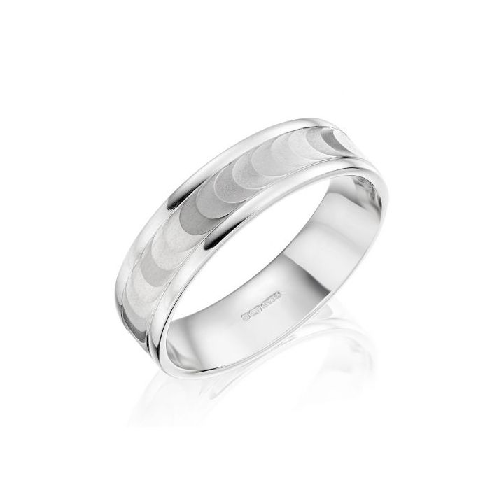 Gents Palladium Matt & Polished Patterned Wedding Ring