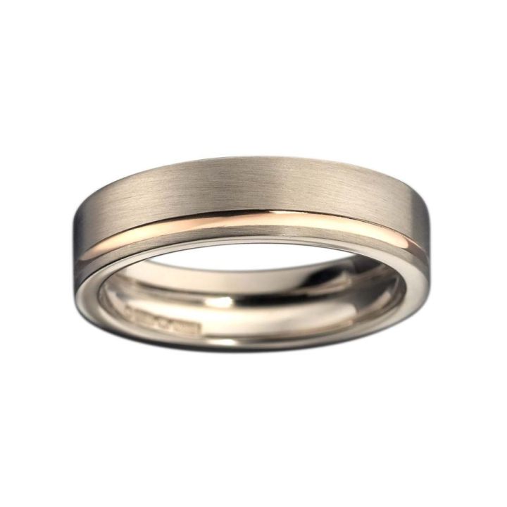 Palladium & Rose Gold Gents Wedding Ring