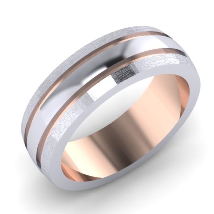 Palladium & Rose Gold Gents Wedding Ring