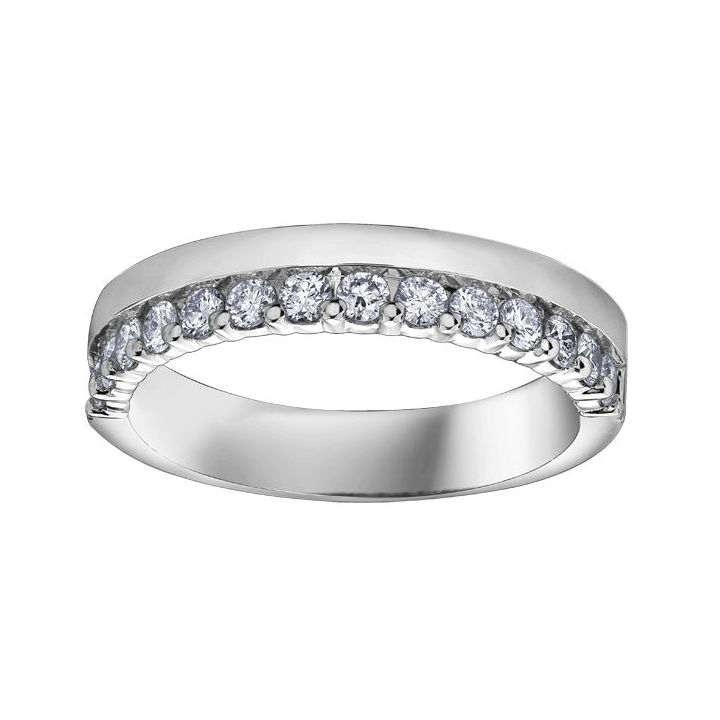 Platinum Diamond Offset Wedding Ring