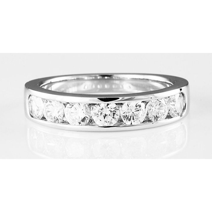 Platinum Round Brilliant Cut Diamond Channel Set Ring 1.00ct