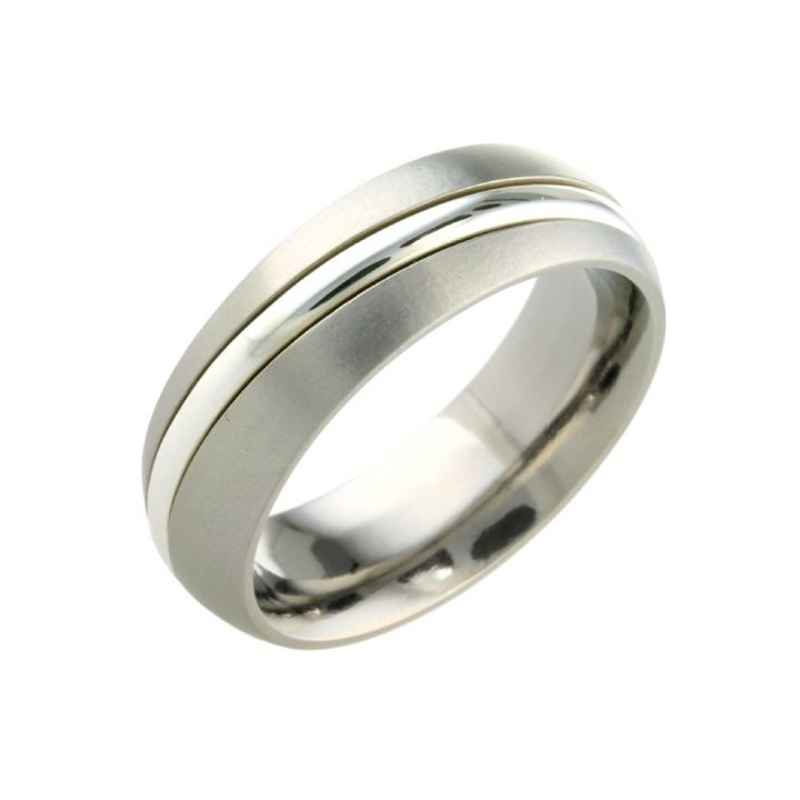 Gents Titanium & Silver Orbital Wedding Ring