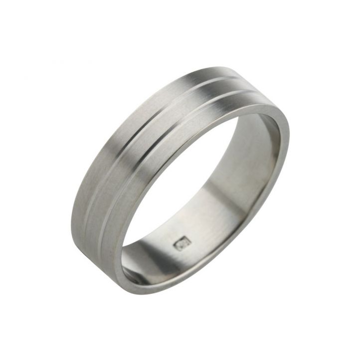 Gents Titanium Two Line Wedding Ring