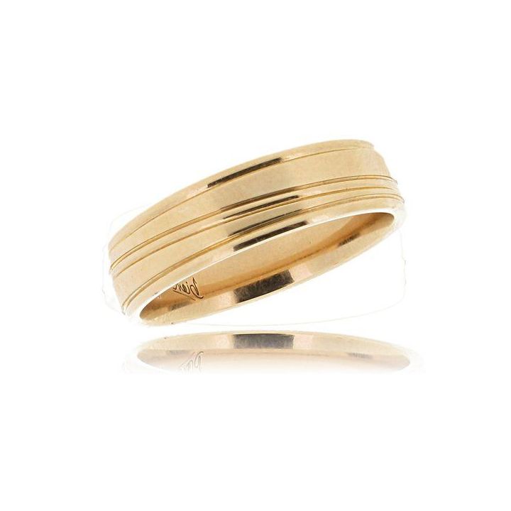 Gents Lined 9ct Yellow Gold Wedding Band