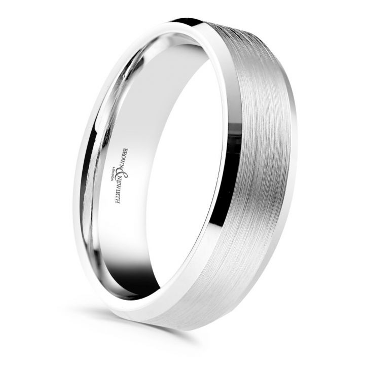 Platinum Gents Matt Centre Wedding Ring 6mm